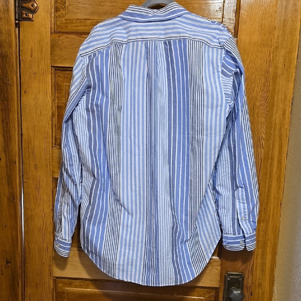 Ralph Lauren Long Sleeve Blue and White Striped Shirt L - Picture 4 of 4